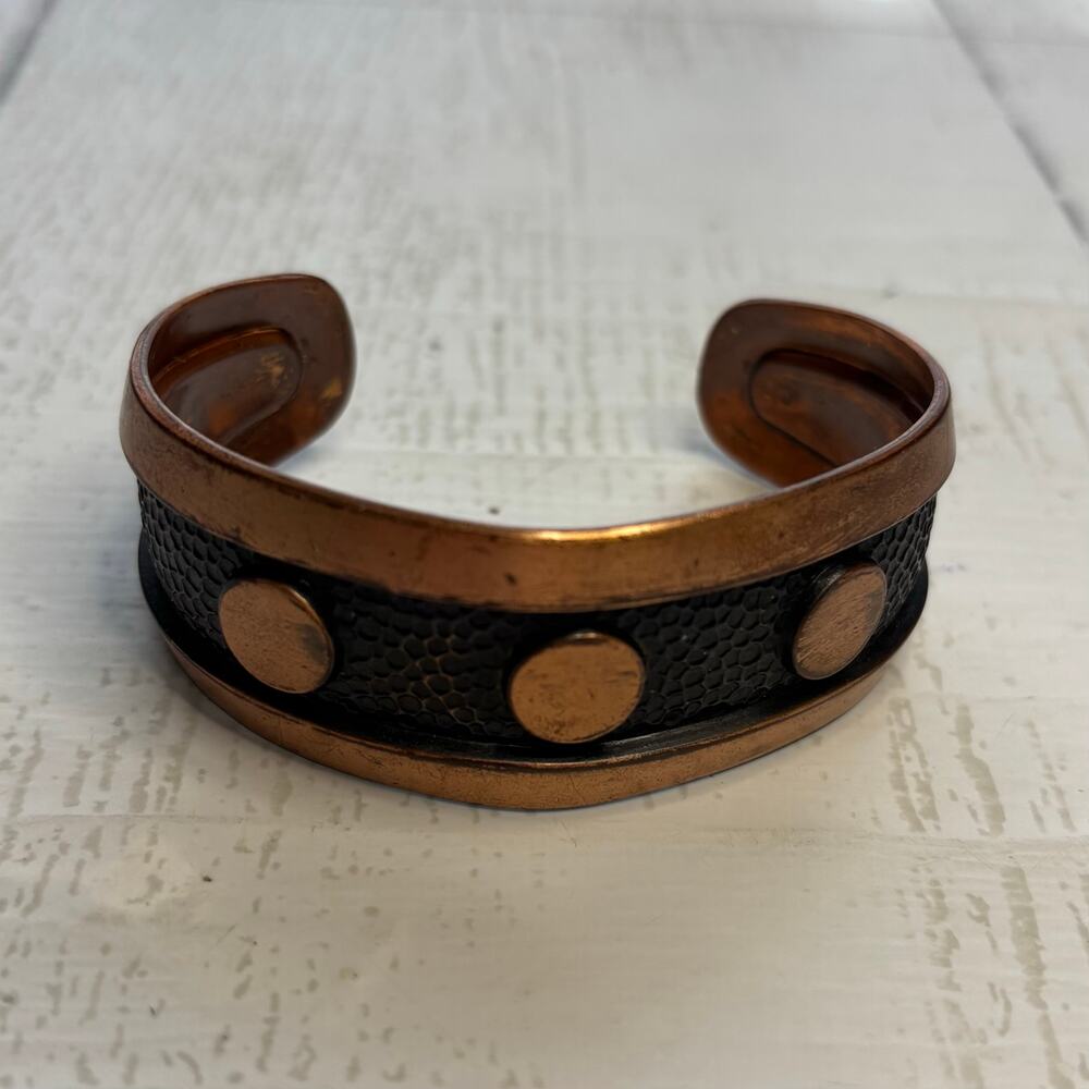 Vintage Copper Tone Dot Cuff Bracelet Southwestern Style